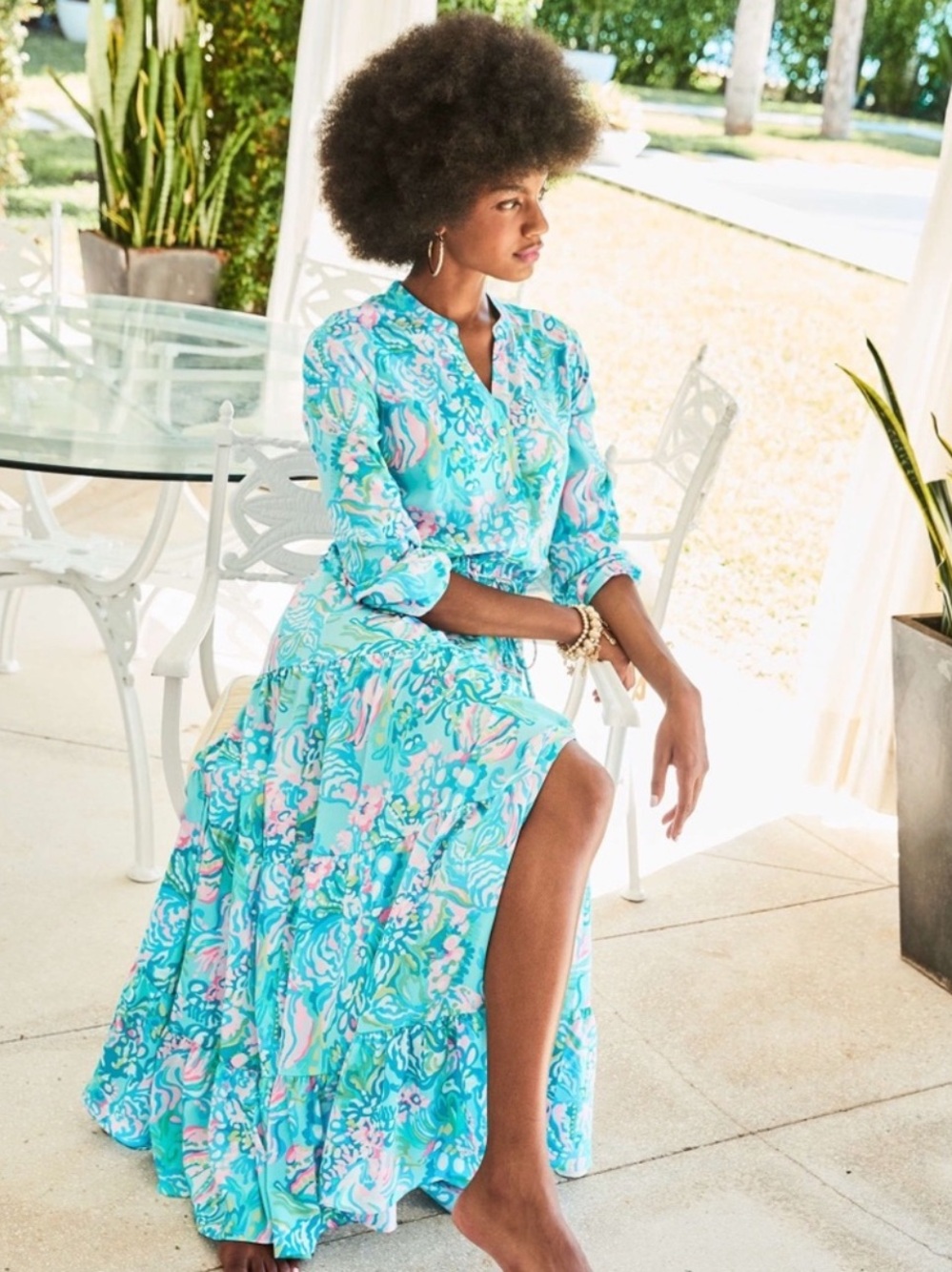 Lilly Pulitzer Cori Blue Ibiza Midi Dress Size 12